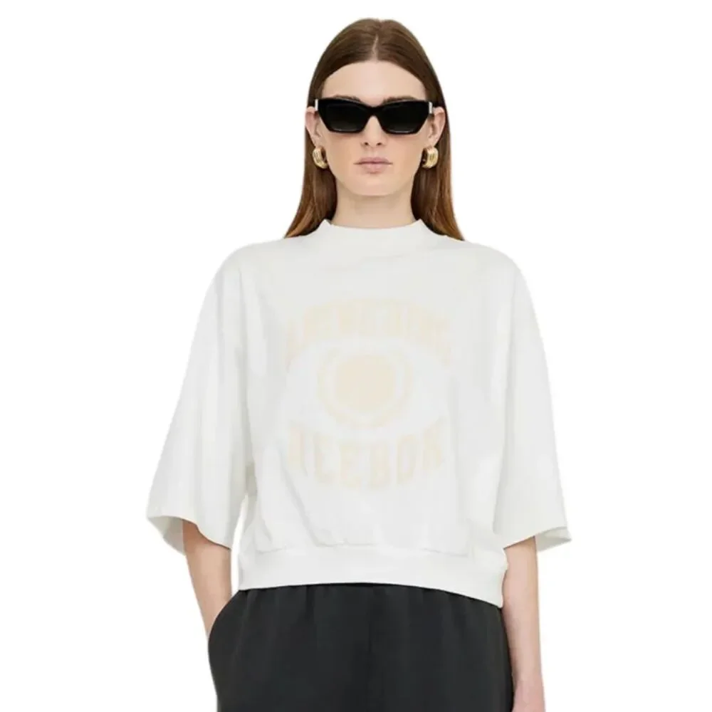 ANINE BING x Reebok Chalk Cotton Athletic Elbow-length Sleeves T-shirt Size L - Picture 2 of 11